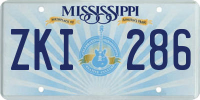 MS license plate ZKI286