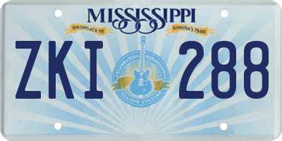 MS license plate ZKI288