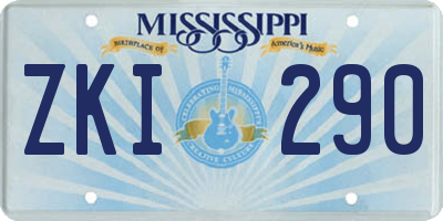 MS license plate ZKI290