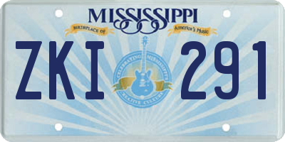 MS license plate ZKI291