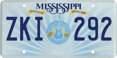 MS license plate ZKI292