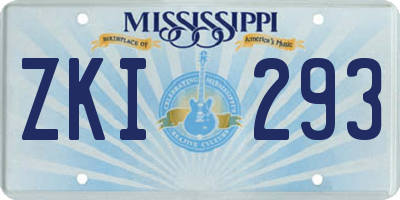 MS license plate ZKI293