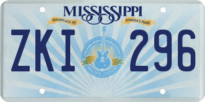 MS license plate ZKI296