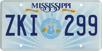 MS license plate ZKI299