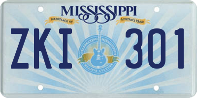 MS license plate ZKI301