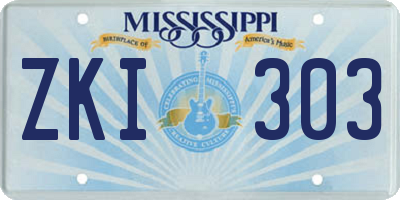 MS license plate ZKI303