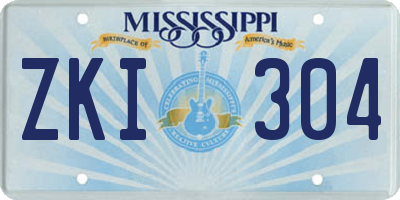 MS license plate ZKI304