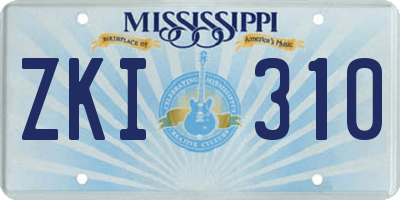 MS license plate ZKI310