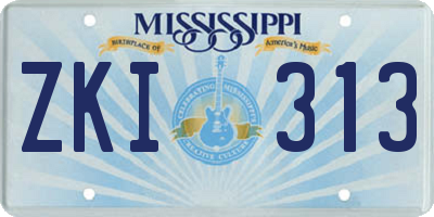 MS license plate ZKI313