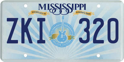 MS license plate ZKI320