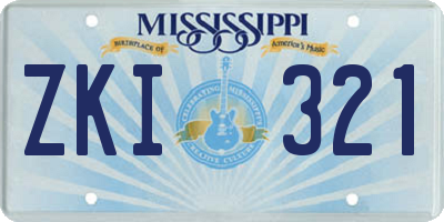 MS license plate ZKI321