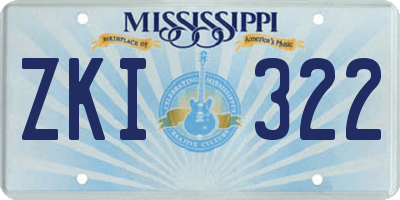 MS license plate ZKI322