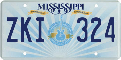 MS license plate ZKI324