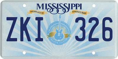 MS license plate ZKI326