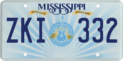 MS license plate ZKI332