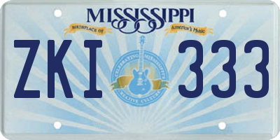 MS license plate ZKI333