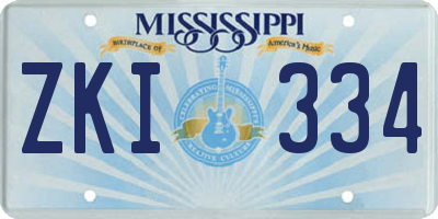 MS license plate ZKI334