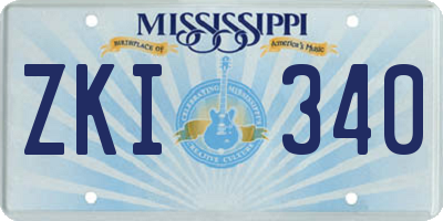 MS license plate ZKI340