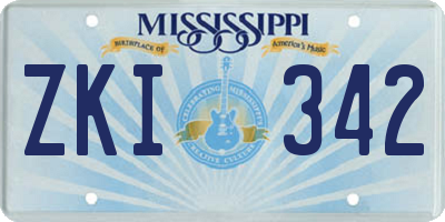 MS license plate ZKI342
