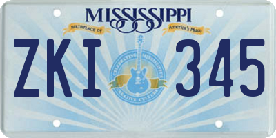 MS license plate ZKI345