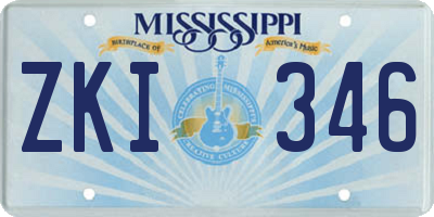 MS license plate ZKI346