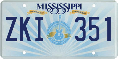 MS license plate ZKI351