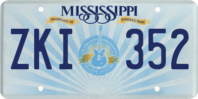 MS license plate ZKI352