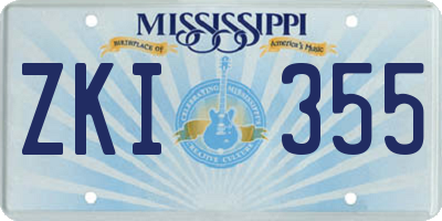 MS license plate ZKI355