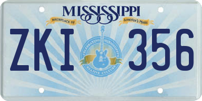 MS license plate ZKI356