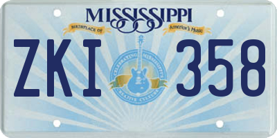 MS license plate ZKI358