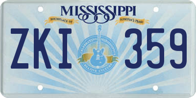 MS license plate ZKI359