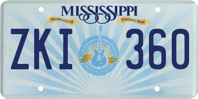 MS license plate ZKI360
