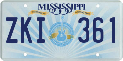 MS license plate ZKI361