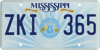 MS license plate ZKI365