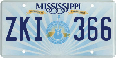 MS license plate ZKI366