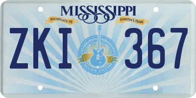 MS license plate ZKI367