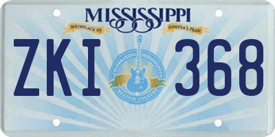 MS license plate ZKI368