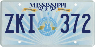 MS license plate ZKI372