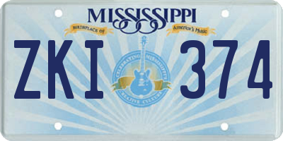 MS license plate ZKI374