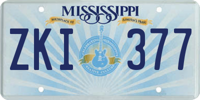 MS license plate ZKI377
