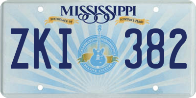 MS license plate ZKI382