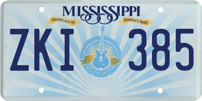 MS license plate ZKI385