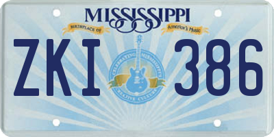 MS license plate ZKI386