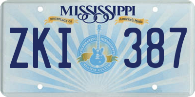 MS license plate ZKI387