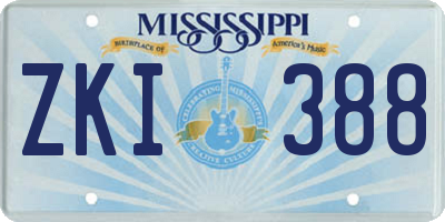 MS license plate ZKI388