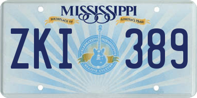 MS license plate ZKI389