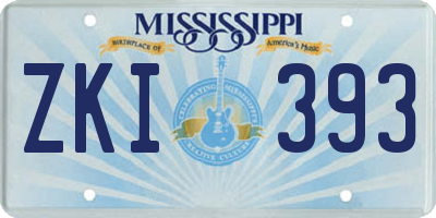 MS license plate ZKI393