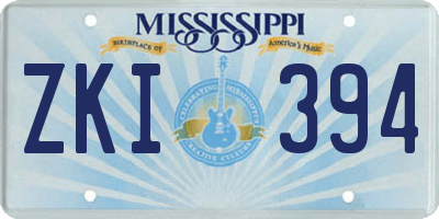 MS license plate ZKI394