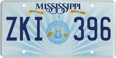 MS license plate ZKI396