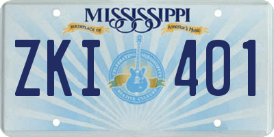 MS license plate ZKI401
